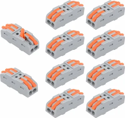Produktbild von 10x Klemmen Durchgangsverbinder mit Hebel 4 Leiter Klemme Dosenklemme 2x2