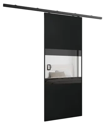 Produktbild von KIER FURNITURE Schiebetür Komplettset LUMBA Sliding Door, Raumteiler Schiebetür Schwarz 66x205x1,6 cm