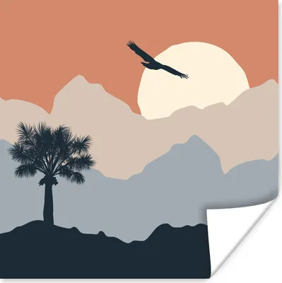 Produktbild von MuchoWow® Poster Pastell - Sonne - Palme 75x75 cm - Wand Dekoration