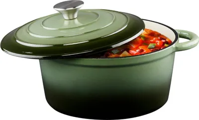 Produktbild von alpina Dutch Oven – Gusseisen Topf Induktion 3,8 L Ø 24 cm - Schmortopf mit Deckel – Gusseisen Bräter Spülmaschinenfest - für Alle Wärmequellen - Grün