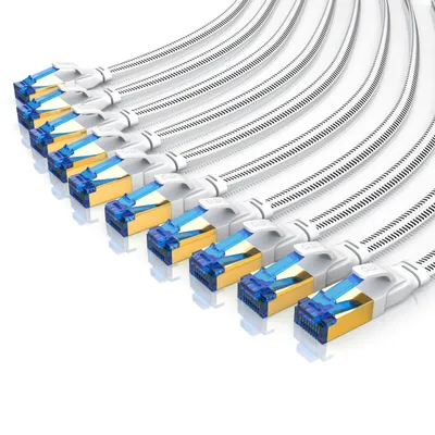 Zdjęcie produktu dla Kabel Primewire LAN, CAT.8, RJ-45 (Ethernet) (50 cm), kabel krosowy płaski CAT 8, powłoka bawełniana, kabel sieciowy płaski - 0,5 m