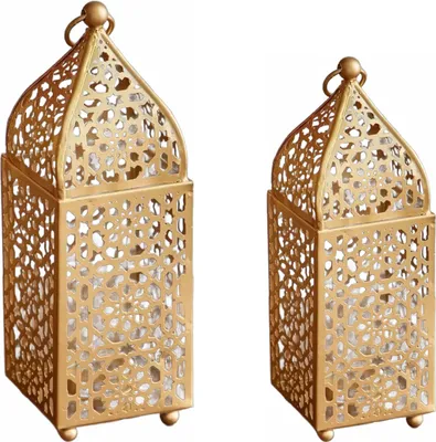 Imagen del producto de Conjunto de 2 faroles Zayla de 31 cm – de metal – para velas – decoración para el Ramadán