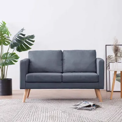 Produktbild von vidaXL Sofa 2-Sitzer Stoff Dunkelgrau