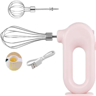 Kabelloser Handmixer Mini, USB-Aufladbar, 1500 mAh, 4 Stufen, Rosa