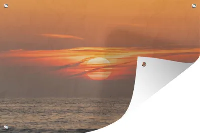 Produktbild von MuchoWow® 90x60 cm Outdoor-Poster Gartendeko Sichtschutz Garten Poster für den Garten  Sonnenuntergang auf dem Meer