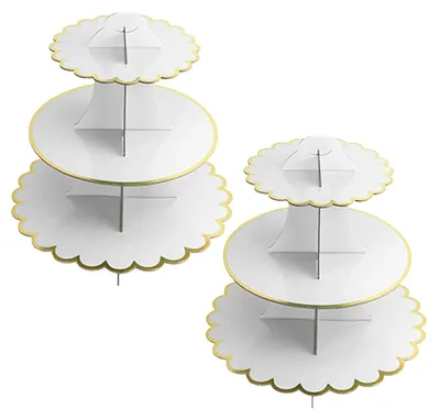 Cupcake-Ständer 2er Set, 3-stöckig, weiß, aus Karton
