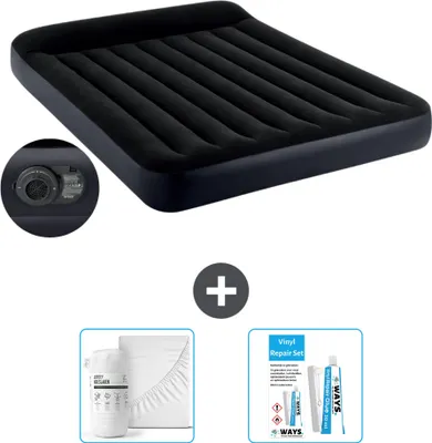 Produktbild von Intex Luftbett - 2 Personen - 152 x 203 x 25 cm - Blau - Inklusive Pumpe - Spannbettuch en Reperaturset