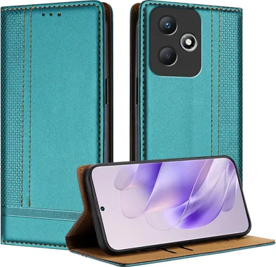 Produktbild von Handyhülle für Infinix Hot 30 Play NFC Leder Flip Klappbare Schutzhülle mit Standfunktion Grün