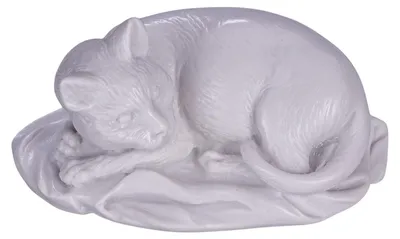 Marmorfigur Liegende weiße Katze 10 cm