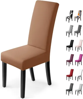 Obrázok produktu pre Poťahy na stoličky 6 ks, svetlohnedá, polyester a Elastan, pre oslavy