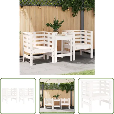 Produktbild von The Living Store Gartenstühle 2 Stk. Weiß 61,5x53x71 cm Massivholz Kiefer