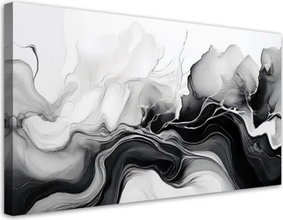Image de Toile encrée abstraction noir et blanc 100x50 Feeby Image noir et blanc pour le mur, prête à être accrochée