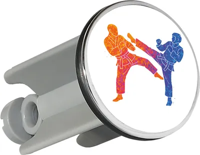 Produktbild von Huuraa Waschbeckenstöpsel Taekwondo bunte Silhouette 4cm höhenverstellbar Abflussstopfen Geschenkidee