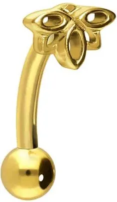 Produktbild von Bauchnabel-Piercing, Rook Piercing Titan Banane mit Push Fit LOTUSBLÜTE Gold Stablänge: 6mm