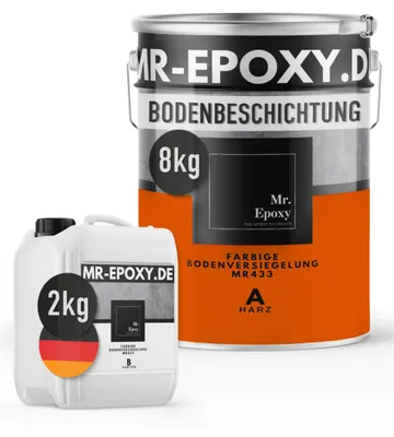 Produktbild von Mr. Epoxy Epoxidharz Bodenbeschichtung (10 kg, RAL 2009 Verkehrsorange) - 2K Betonfarbe für Garagen, Keller & Werkstatt Boden - Flüssigkunststoff Epoxid Grundierung und Bodenversiegelung