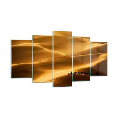 Produktbild von Bilder auf glas - Afrika Sahara Kamel Landschaft - 160x85cm - Glasbilder - Wandbilder - Kunstdruck - zum Aufhängen bereit - Wanddekoration aus Glas - Glas Bilder - Wandbild auf Glas - GEA160x85-0338