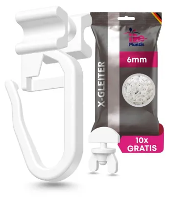 Imagen del producto de Deslizadores para cortinas, silenciosos, 100 unidades, con un diámetro interior de 6 mm, para cortinas