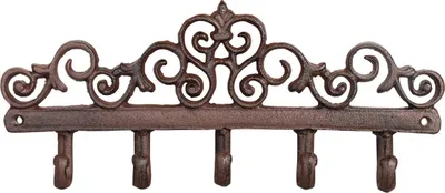 Produktbild von Esschert Design Wandgarderobe - Gusseisen - braun - 5 Haken - 32 cm