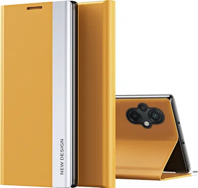 Obrázek produktu pro Pouzdro Xiaomi Poco M5, koženéPolyuretanmagnetické flipové pouzdro pro Xiaomi Poco M5 Yellow
