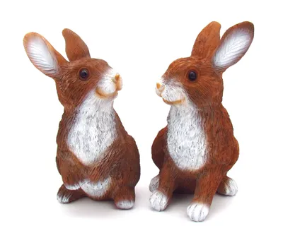 Produktbild von 2er Set XL Osterhasen Dekofiguren 24,5 x 18 cm Osterdekoration aus feinstem Kunstharz für Innen und Außen