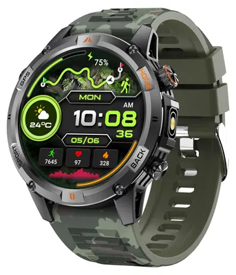 Obrázek produktu pro Chytré sportovní hodinky pro outdoorové aktivity s GPS, vysokým rozlišením 360×360, režimy pro více sportů a měřením aktivity, kamuflážově zelené