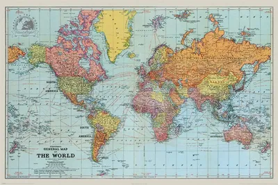 Obrázok produktu pre Plagát – Všeobecná mapa sveta od Stanfords, farebná, 91,5 × 61 cm