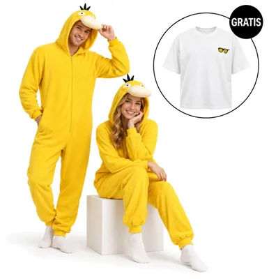 Obrázek produktu pro Onesie Kigurumi Pyžamo Pokemon Psyduck Převlek Kostým XXL: 185 - 195cm + Oversize tričko XL