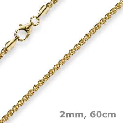 Produktbild von 2mm Zopfkette Kette Collier 750 Gold Gelbgold Goldkette 60cm Uni