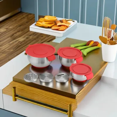Obrázek produktu pro Herzberg HG-04036: Sada 3dílná mixovací nádoba s víkem na struhadle