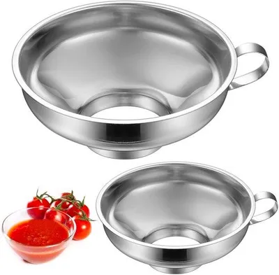 Produktbild von Set aus 2 Trichter, Edelstahl, Marmeladentrichter, Abfülltrichter, Edelstahltrichter, mit kleiner und großer Öffnung, Einfülltrichter für Gläser, Metalltrichter zum Befüllen von Marmelade