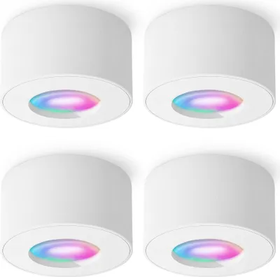 Produktbild von SSC-LUXon 4 Stück CELI-1 Aufbauspots Bad IP44 weiß inkl. 4x Smart RGB CCT LED Lampe - WiFi Spot kompatibel mit Alexa, Siri & Google