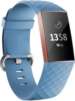 Obrázok produktu pre CHPN – Silikónový náramok kompatibilný s Fitbit Charge 3 – športový náramok – vzor "vafle" – modrá farba – veľkosť S/M – náramok pre Fitbit
