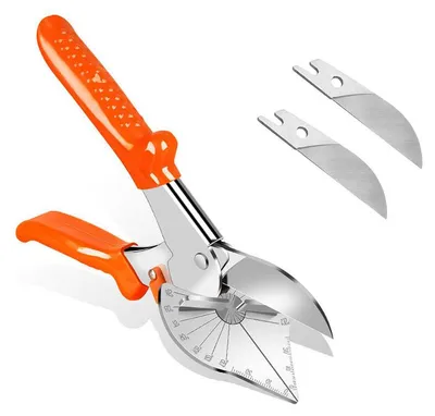 Produktbild von Winkelschere Gehrungsschneider 45° bis 135° verstellbar SK5 Stahl Klingen Ersatzklingen ergonomisch für PVC Kork Gummi Leisten Basteln