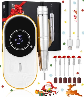 Produktbild von Maniküre-Pediküre-Set Elektrische Nagelfeile 45000 U/min Nagelfräser,Maniküreset Professionelles Nagelgerät mit LCD Display, 6 Bits + Schleifhülsen