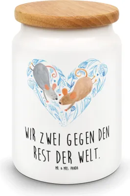 Produktbild von Mr. & Mrs. Panda Dose Mäuse Herz - Weiß - Geschenk, Kaffeedose, Frischhaltedose, behälter, Lieblingsmensch, Maus, Liebe, Freundin, Keksdose, für Immer, Liebesspruch