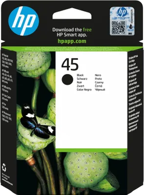 Produktbild von HP 45 Schwarz Original Druckerpatrone groß, Schwarz, Tinte auf Pigmentbasis, Tinte auf Farbstoffbasis, 1 Stück(e), 930 Seiten