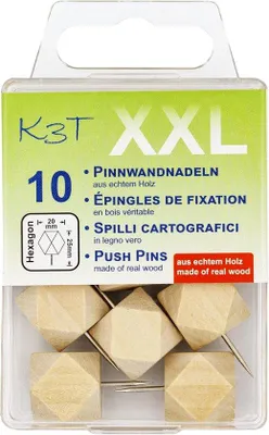 Produktbild von Famanu Pinnadeln aus Holz Sechseckig - 10 Stück