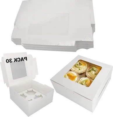 Produktbild von Famanu Cupcake-Boxen Set mit Fenster - Karton, 30 Stück, 16 x 16 x 7,5 cm