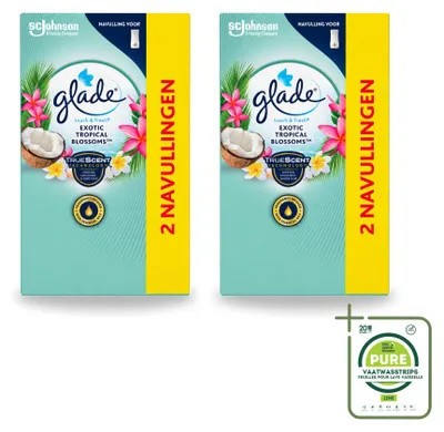 Obrázek produktu pro 2 kusy náplně Glade Touch & Fresh – exotické tropické květy – 10 ml – balení, 2 kusy