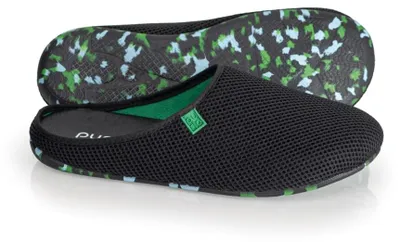 Produktbild von Hausschuhe Slipper Fußbett Recycelt purosteps footwear Casa-Eco - 44, Signet Schwarz-Neon Grün