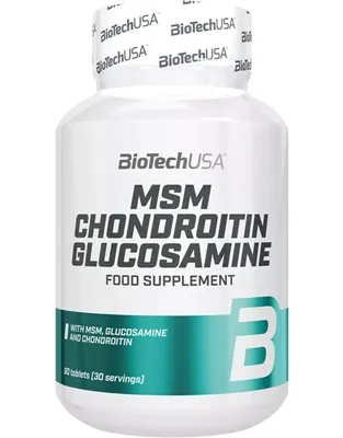 Obrázek produktu pro BioTech USA MSM Chondroitin Glucosamine 60 tablet / Komplexní kloubní výživa / Kloubní výživa s vyváženým poměrem glukosaminu, chondroitinu a MSM
