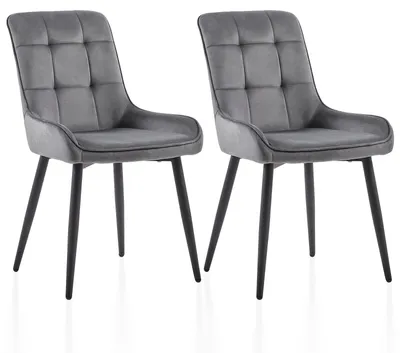 Produktbild von Stühle – Esszimmerstühle – Bürostühle – Gästestühle – Küchenstühle – Set aus 2, Farbe: Grau