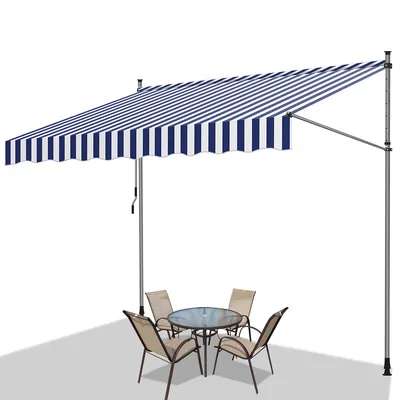 Obrázek produktu pro Jopassy markýza bez vrtání svorka markýza balkon markýza na terasu balkon 350cm bílá modrá