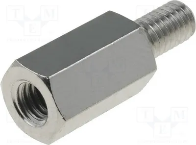 Immagine prodotto di 10 distanziatori filettati con filettatura interna M4, lunghezza 12 mm, filettatura esterna M4, in nichel. Distanziatori 216x12
