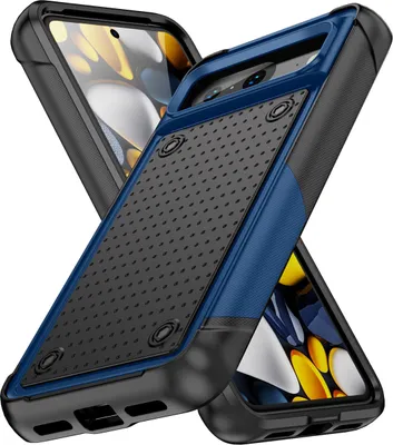 Produktbild von Für Google Pixel 8 Hülle Militärqualität Stoßfest Hybrid 2 in 1 Hart PC Weich TPU Handyhülle Blau Schwarz