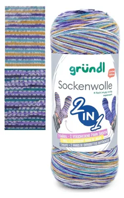 Produktbild von Gründl 2-in-1 Sockenwolle 75% Schurwolle/25% Polyamid 200g/840 m für 2 Paar Socken 04