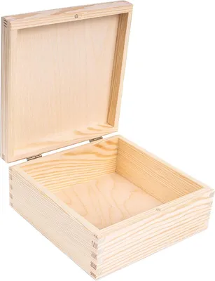 Zdjęcie produktu dla Creative Deco Drewniana Kasetka Kwadratowa | 16.2 x 16.2 x 7.2 cm | Pudełko Idealne do Przechowywania Drobiazgów, Zabawek i Narzędzi