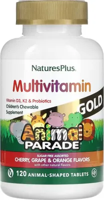 A bottle of children's chewable multivitamin tablets.