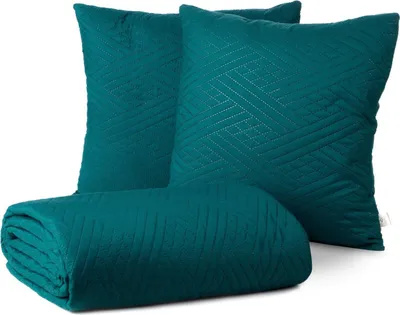 Obrázek produktu pro Sada přehozů s povlaky na polštáře BONI 4, 200 × 220, 40 × 40 × 2, tmavě tyrkysová