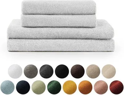 Productafbeelding van Famanu Handdoekenset: 2 badhanddoeken (70x140 cm) + 2 handdoeken (50x100 cm) - zacht en absorberend, 100% katoen, gecertificeerd volgens 100, wit